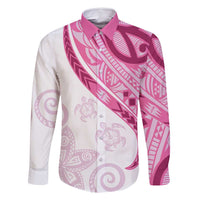 Rose Pink Polynesian Tribal Turtle Floral Pattern Family Matching Mermaid Dress and Hawaiian Shirt