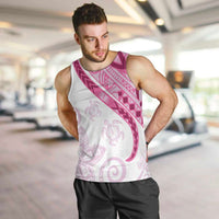 Rose Pink Polynesian Tribal Turtle Floral Pattern Men Tank Top