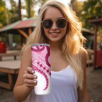 Rose Pink Polynesian Tribal Turtle Floral Pattern Skinny Tumbler