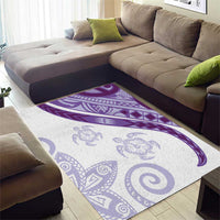 Purple Polynesian Tribal Turtle Floral Pattern Area Rug