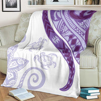 Purple Polynesian Tribal Turtle Floral Pattern Blanket