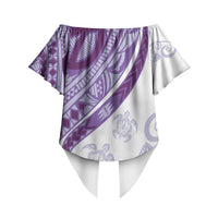 Purple Polynesian Tribal Turtle Floral Pattern Off Shoulder Wrap Waist Top LT05 - Polynesian Pride