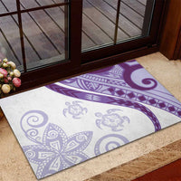 Purple Polynesian Tribal Turtle Floral Pattern Rubber Doormat