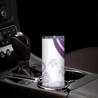 Purple Polynesian Tribal Turtle Floral Pattern Skinny Tumbler