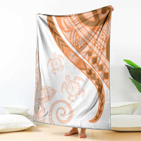 Orange Polynesian Tribal Turtle Floral Pattern Blanket
