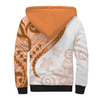 Orange Polynesian Tribal Turtle Floral Pattern Sherpa Hoodie