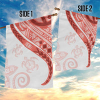 Coral Red Polynesian Tribal Turtle Floral Pattern Garden Flag