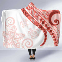 Coral Red Polynesian Tribal Turtle Floral Pattern Hooded Blanket LT05 One Size Red - Polynesian Pride