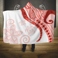 Coral Red Polynesian Tribal Turtle Floral Pattern Hooded Blanket LT05 - Polynesian Pride