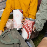 Coral Red Polynesian Tribal Turtle Floral Pattern Tumbler Cup