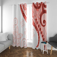 Coral Red Polynesian Tribal Turtle Floral Pattern Window Curtain