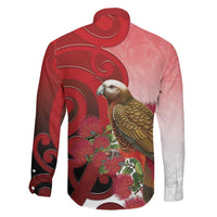 New Zealand Parrot Kaka Family Matching Tank Maxi Dress and Hawaiian Shirt Maori Koru With Pohutukawa Flowers LT05 - Polynesian Pride