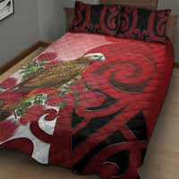 New Zealand Parrot Kaka Quilt Bed Set Maori Koru With Pohutukawa Flowers LT05 - Polynesian Pride