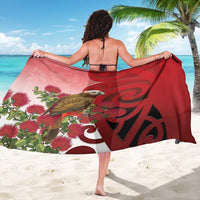 New Zealand Parrot Kaka Sarong Maori Koru With Pohutukawa Flowers LT05 - Polynesian Pride