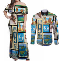 FSM Micronesia Culture Couples Matching Off Shoulder Maxi Dress and Long Sleeve Button Shirt LT05 Colorful - Polynesian Pride