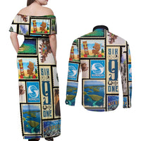 FSM Micronesia Culture Couples Matching Off Shoulder Maxi Dress and Long Sleeve Button Shirt LT05 - Polynesian Pride