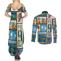 FSM Micronesia Culture Couples Matching Summer Maxi Dress and Long Sleeve Button Shirt LT05 - Polynesian Pride