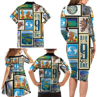 FSM Micronesia Culture Family Matching Long Sleeve Bodycon Dress and Hawaiian Shirt