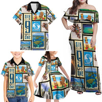 FSM Micronesia Culture Family Matching Off Shoulder Maxi Dress and Hawaiian Shirt