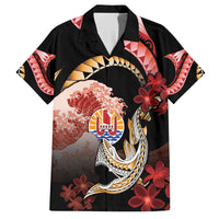 Personalised French Polynesia Victory Day Family Matching Off Shoulder Maxi Dress and Hawaiian Shirt Polynesian Pattern Plumeria