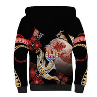 Personalised French Polynesia Victory Day Sherpa Hoodie Polynesian Pattern Plumeria LT05 - Polynesian Pride