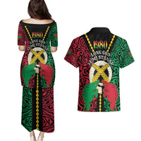 Vanuatu 46th Independence Day Couples Matching Puletasi and Hawaiian Shirt Long God Yumi Stanap Wild Boar LT05 - Polynesian Pride