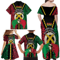 Vanuatu 45th Independence Day Family Matching Off Shoulder Maxi Dress and Hawaiian Shirt Long God Yumi Stanap Wild Boar LT05