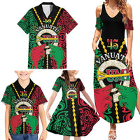 Vanuatu 46th Independence Day Family Matching Summer Maxi Dress and Hawaiian Shirt Long God Yumi Stanap Wild Boar LT05 - Polynesian Pride