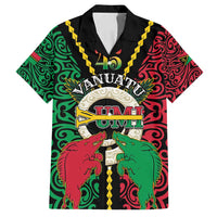 Vanuatu 46th Independence Day Family Matching Summer Maxi Dress and Hawaiian Shirt Long God Yumi Stanap Wild Boar LT05 Dad's Shirt - Short Sleeve Black - Polynesian Pride