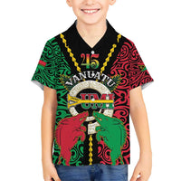 Vanuatu 46th Independence Day Kid Hawaiian Shirt Long God Yumi Stanap Wild Boar LT05 Kid Black - Polynesian Pride