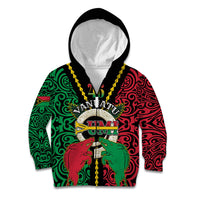 Vanuatu 46th Independence Day Kid Hoodie Long God Yumi Stanap Wild Boar LT05 Zip Hoodie Black - Polynesian Pride