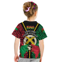 Vanuatu 46th Independence Day Kid T Shirt Long God Yumi Stanap Wild Boar LT05 - Polynesian Pride