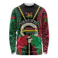 Vanuatu 46th Independence Day Long Sleeve Shirt Long God Yumi Stanap Wild Boar LT05 Unisex Black - Polynesian Pride