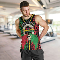 Vanuatu 46th Independence Day Men Tank Top Long God Yumi Stanap Wild Boar LT05 Black - Polynesian Pride