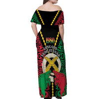 Vanuatu 46th Independence Day Off Shoulder Maxi Dress Long God Yumi Stanap Wild Boar LT05 - Polynesian Pride