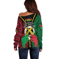 Vanuatu 46th Independence Day Off Shoulder Sweater Long God Yumi Stanap Wild Boar LT05 - Polynesian Pride