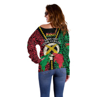 Vanuatu 46th Independence Day Off Shoulder Sweater Long God Yumi Stanap Wild Boar LT05 - Polynesian Pride