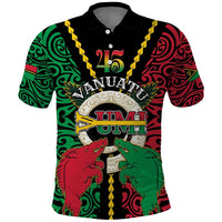 Vanuatu 46th Independence Day Polo Shirt Long God Yumi Stanap Wild Boar LT05 Black - Polynesian Pride