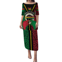 Vanuatu 46th Independence Day Puletasi Long God Yumi Stanap Wild Boar LT05 Long Dress Black - Polynesian Pride