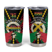 Vanuatu 46th Independence Day Tumbler Cup Long God Yumi Stanap Wild Boar LT05 Black - Polynesian Pride