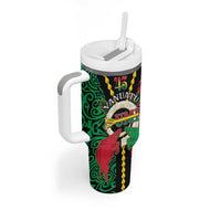 Vanuatu 46th Independence Day Tumbler With Handle Long God Yumi Stanap Wild Boar LT05 - Polynesian Pride