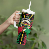 Vanuatu 46th Independence Day Tumbler With Handle Long God Yumi Stanap Wild Boar LT05 - Polynesian Pride