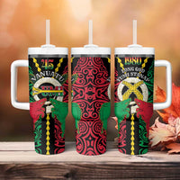 Vanuatu 46th Independence Day Tumbler With Handle Long God Yumi Stanap Wild Boar LT05 - Polynesian Pride