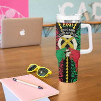 Vanuatu 46th Independence Day Tumbler With Handle Long God Yumi Stanap Wild Boar LT05 - Polynesian Pride