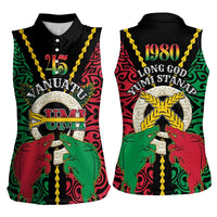 Vanuatu 46th Independence Day Women Sleeveless Polo Shirt Long God Yumi Stanap Wild Boar LT05 - Polynesian Pride