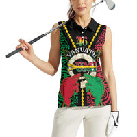 Vanuatu 46th Independence Day Women Sleeveless Polo Shirt Long God Yumi Stanap Wild Boar LT05 - Polynesian Pride