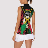 Vanuatu 46th Independence Day Women Sleeveless Polo Shirt Long God Yumi Stanap Wild Boar LT05 - Polynesian Pride