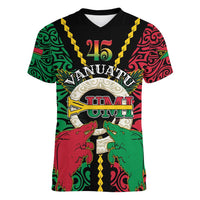 Vanuatu 45th Independence Day Women V-Neck T-Shirt Long God Yumi Stanap Wild Boar LT05