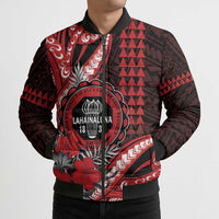 Personalized Hawaii Lahainaluna High School Bomber Puffer Jacket Tribal Tattoo With Hibiscus Flowers