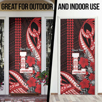 Personalized Hawaii Lahainaluna High School Door Cover Tribal Tattoo With Hibiscus Flowers